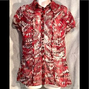 Worthington Sheer Button-Up Top Size Large